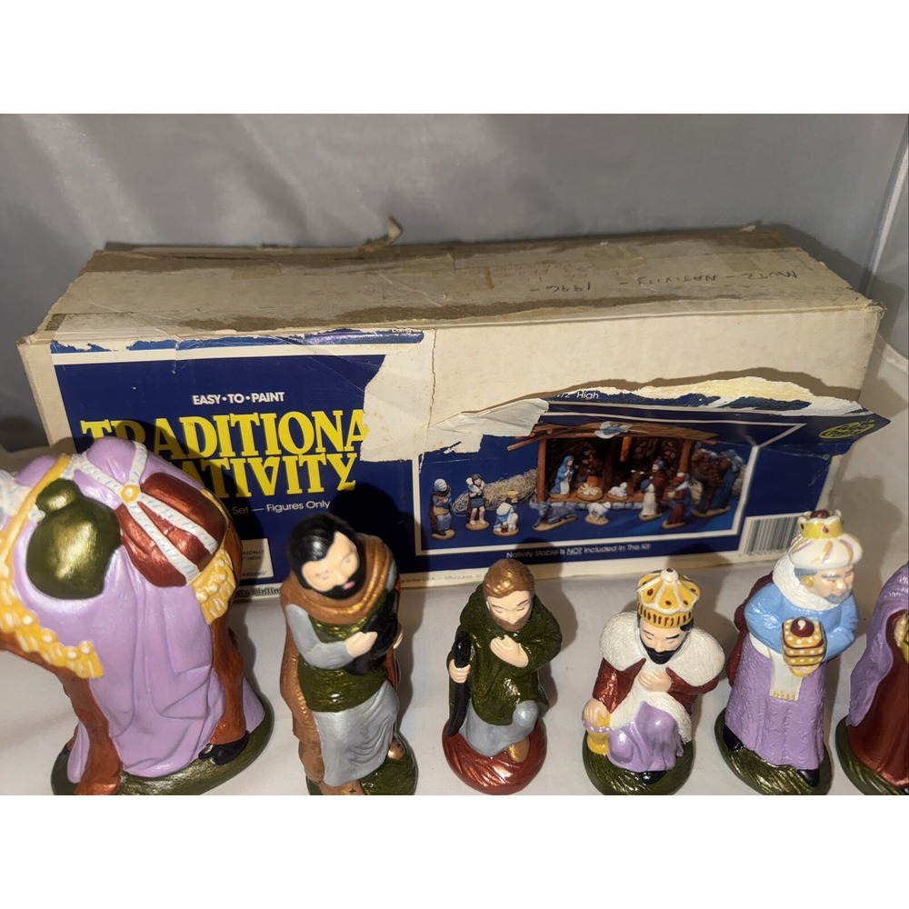 Nativity Set Hand Painted Ceramic 13 Pieces‎ Vintage - Picture 2 of 7